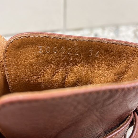 BALENCIAGA/PARIS caramel leather ankle booties